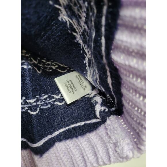 FRESHMAN Kids' Mix Stitch Fair Isle Sweater In Lavender And Navy 14/16 - Picture 4 of 5